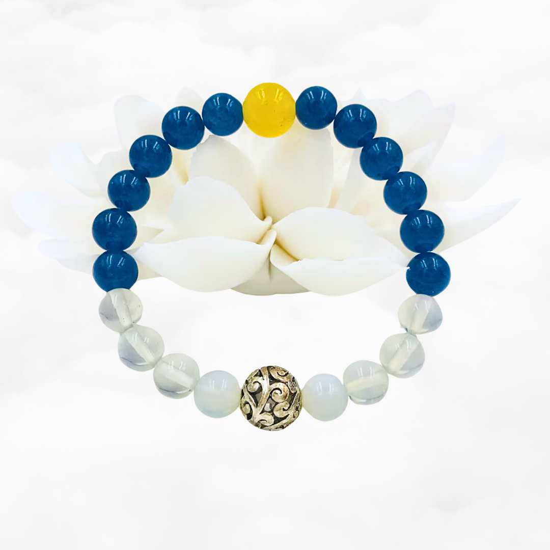 Moon and Ocean Beaded Gemstone Bracelet - Yun Boutique