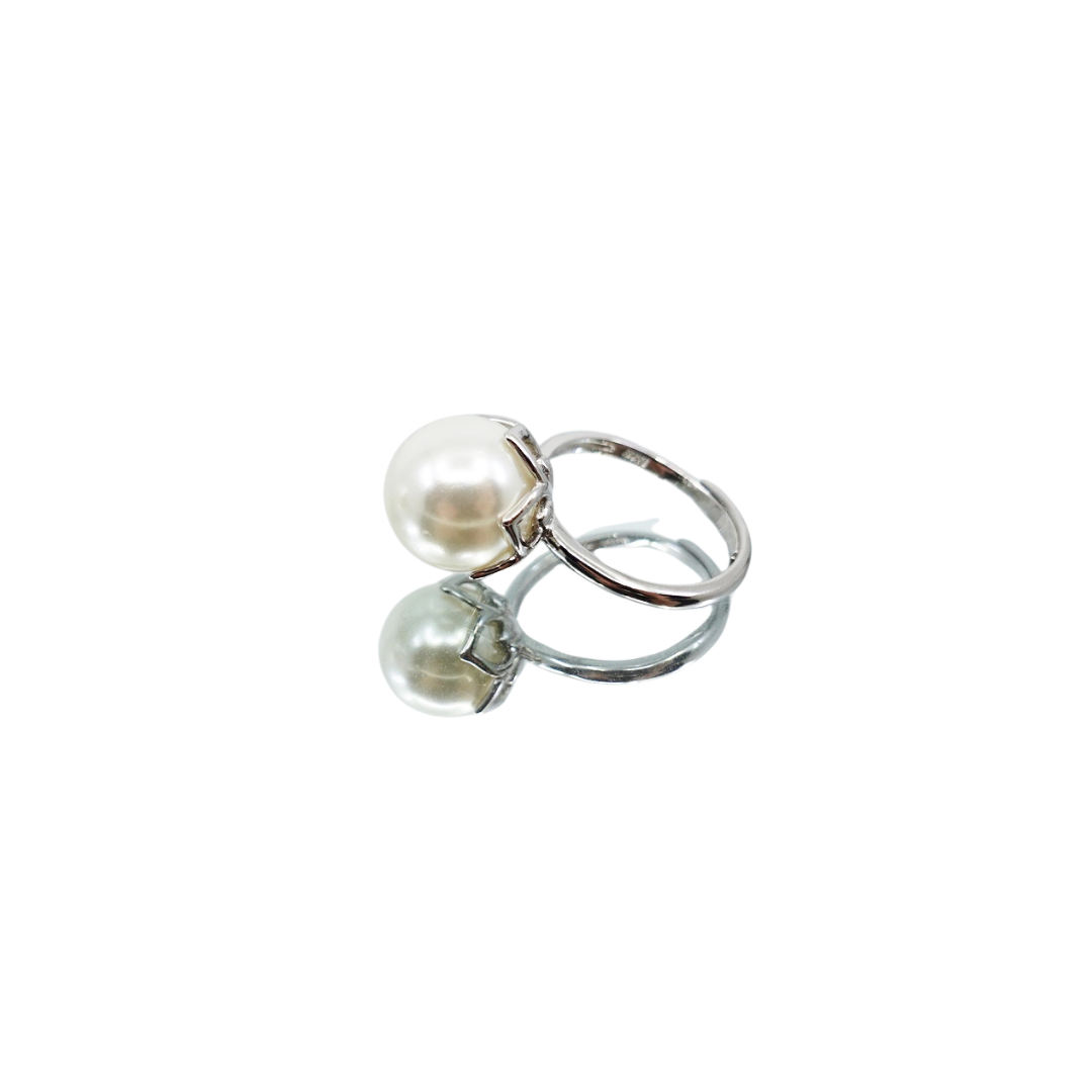 Silver Lotus Pearl Ring