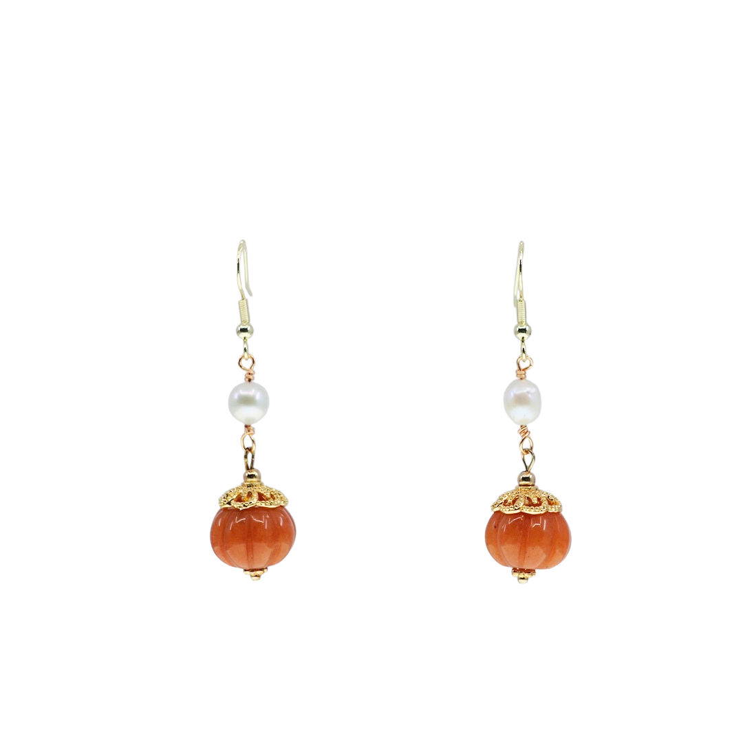 Dunhuang Pearl and Gemstone Statement Earrings