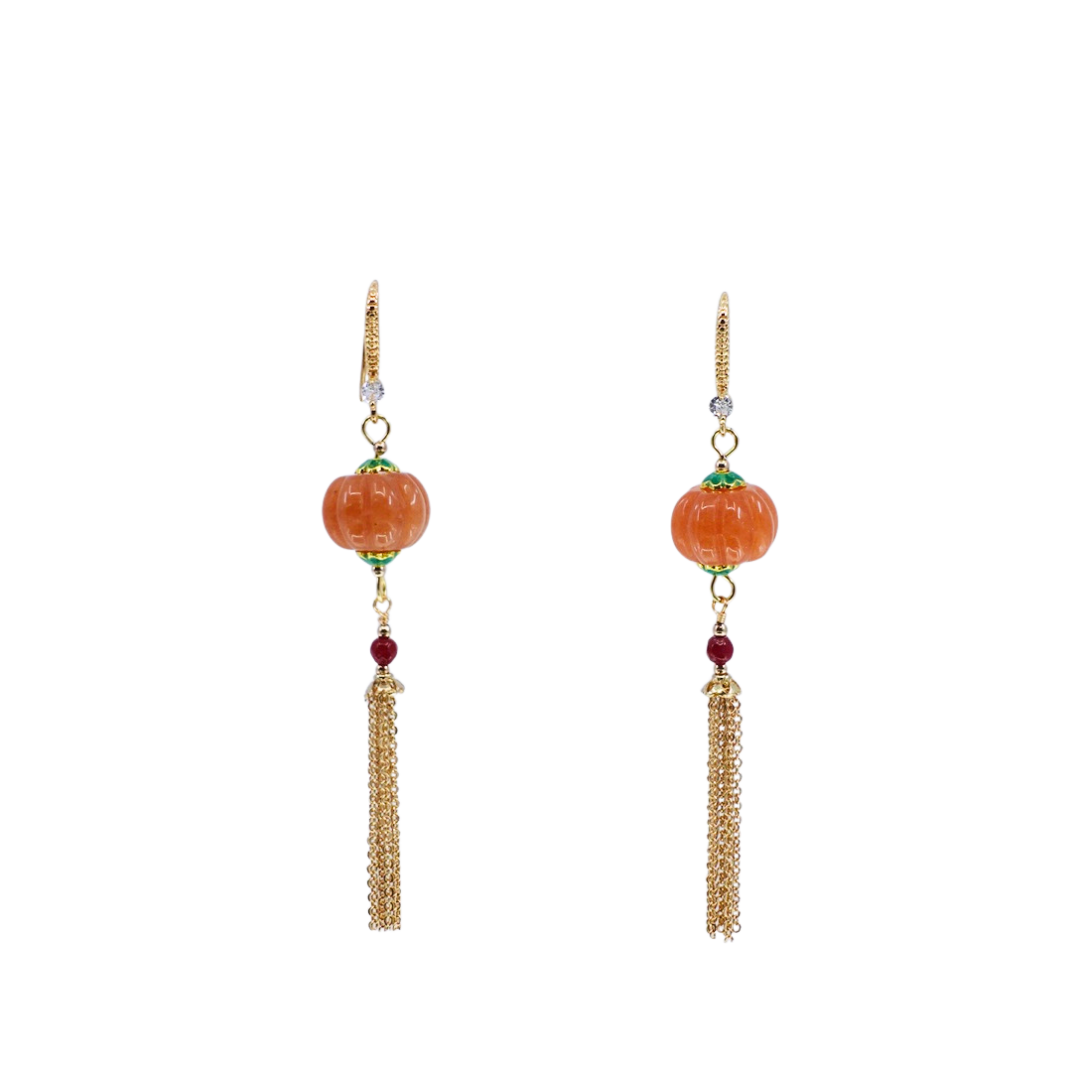 Dunhuang Pearl and Gemstone Tassel Earrings