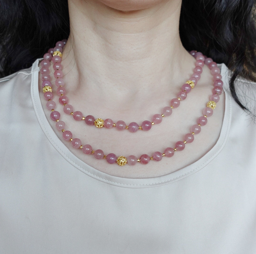 Return to Origin Multi-style Rose Quartz Beaded Necklace Modeilng - Yun Boutique