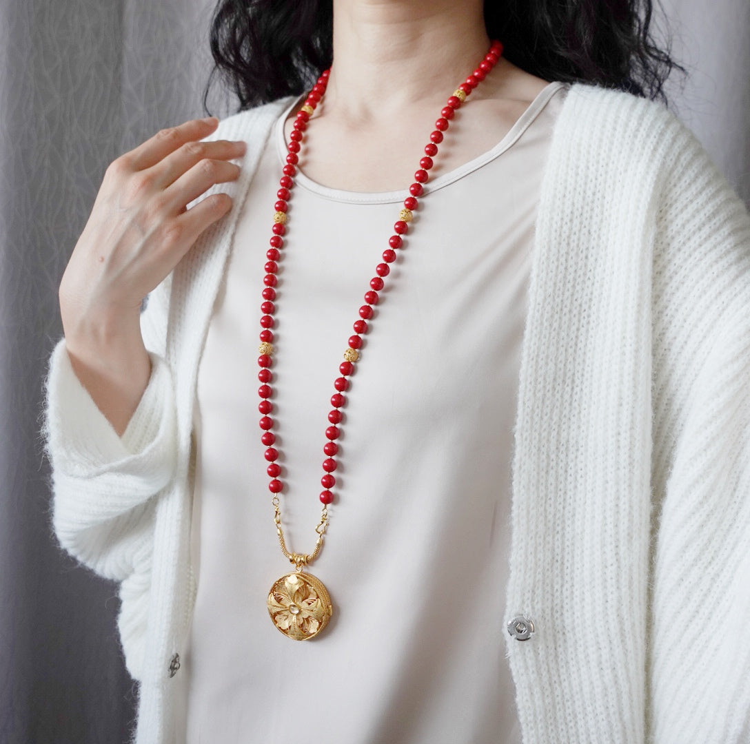 Return to Origin Multi-style Cinnabar Beaded Necklace with Pendant - Yun Boutique