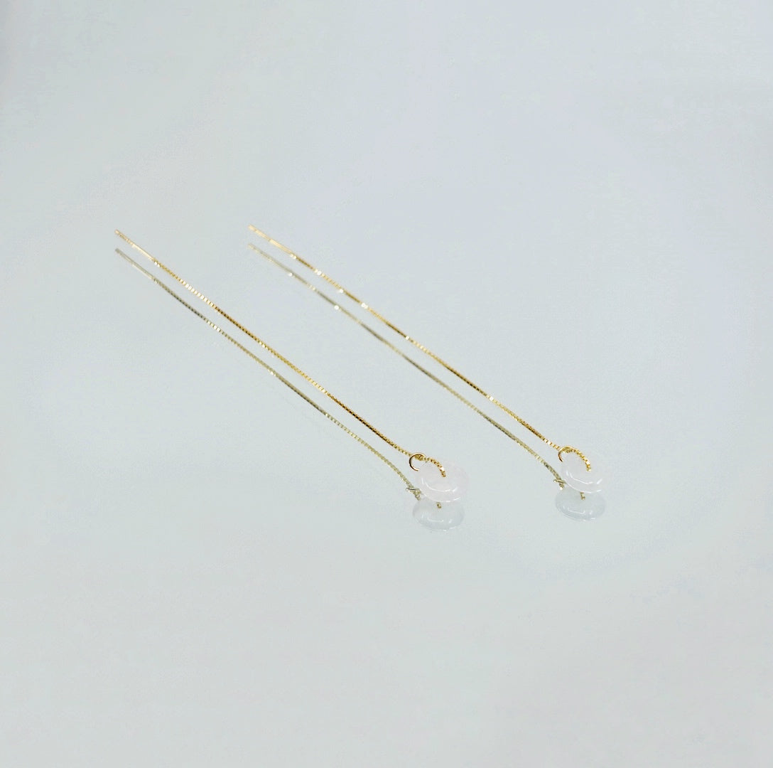 White Jadeite Gold Thread Earrings - Yun Boutique