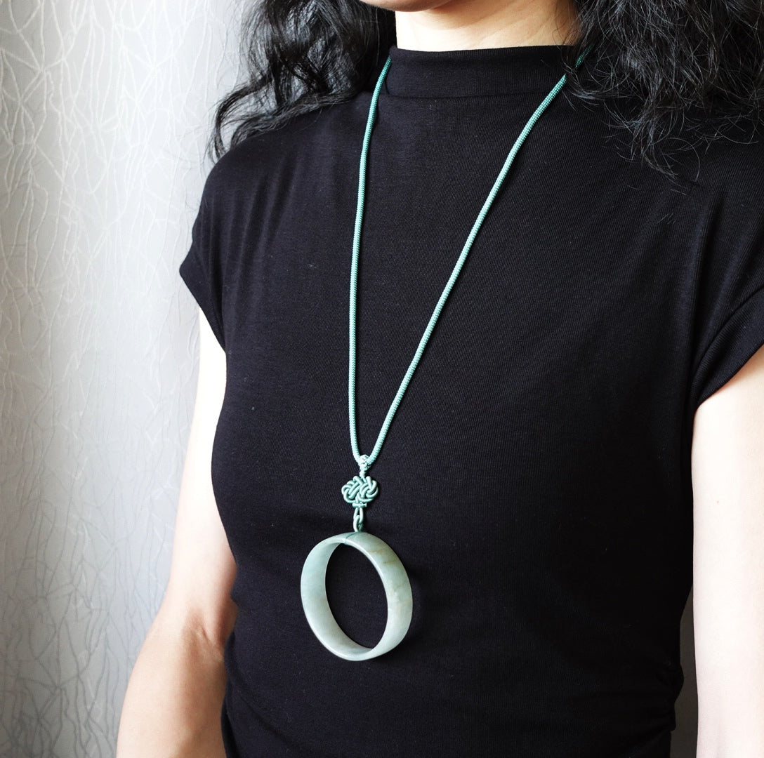 Green Jadeite Bangle Necklace - Yun Boutique