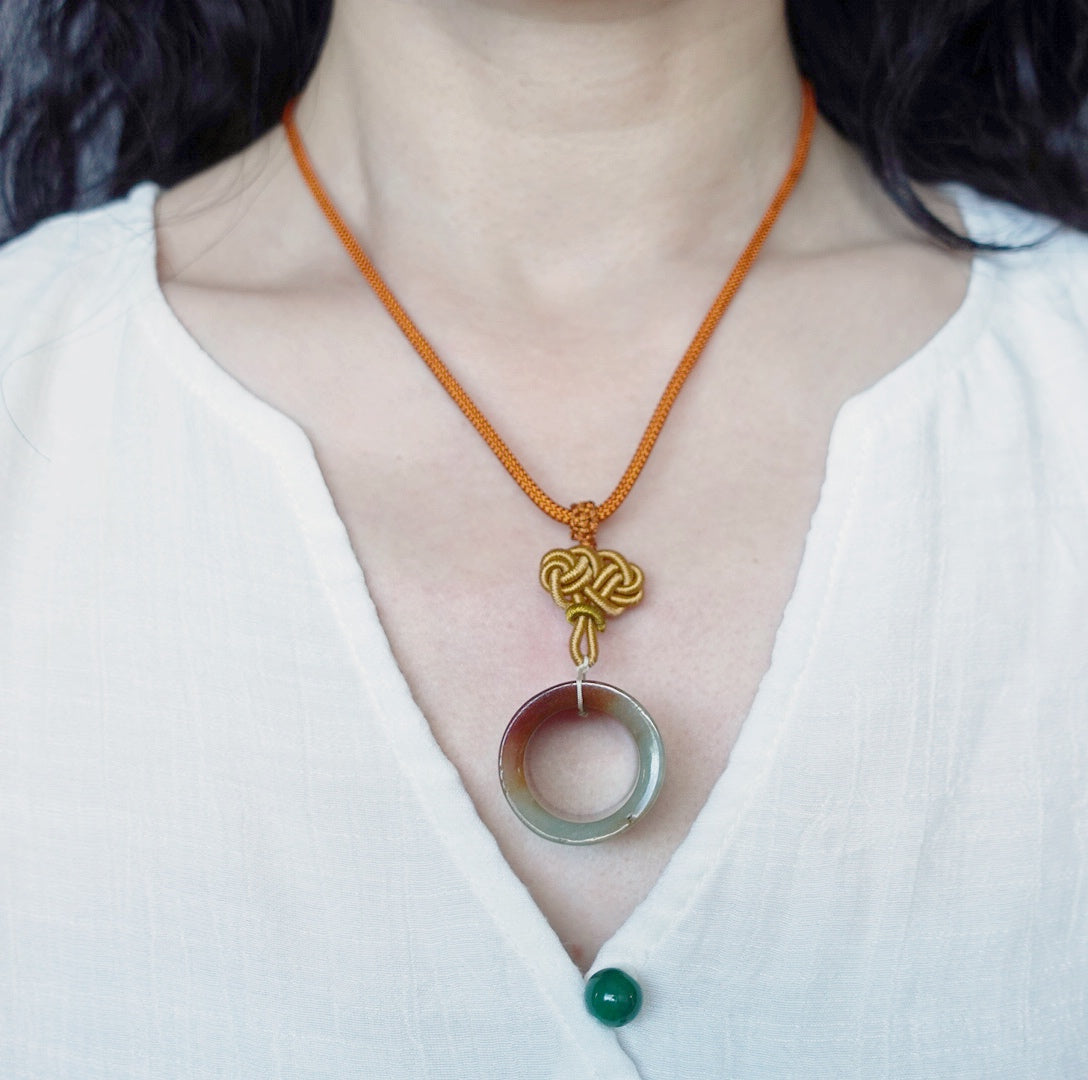 Yellow Jadeite Finger Ring Pendant Necklace - Yun Boutique