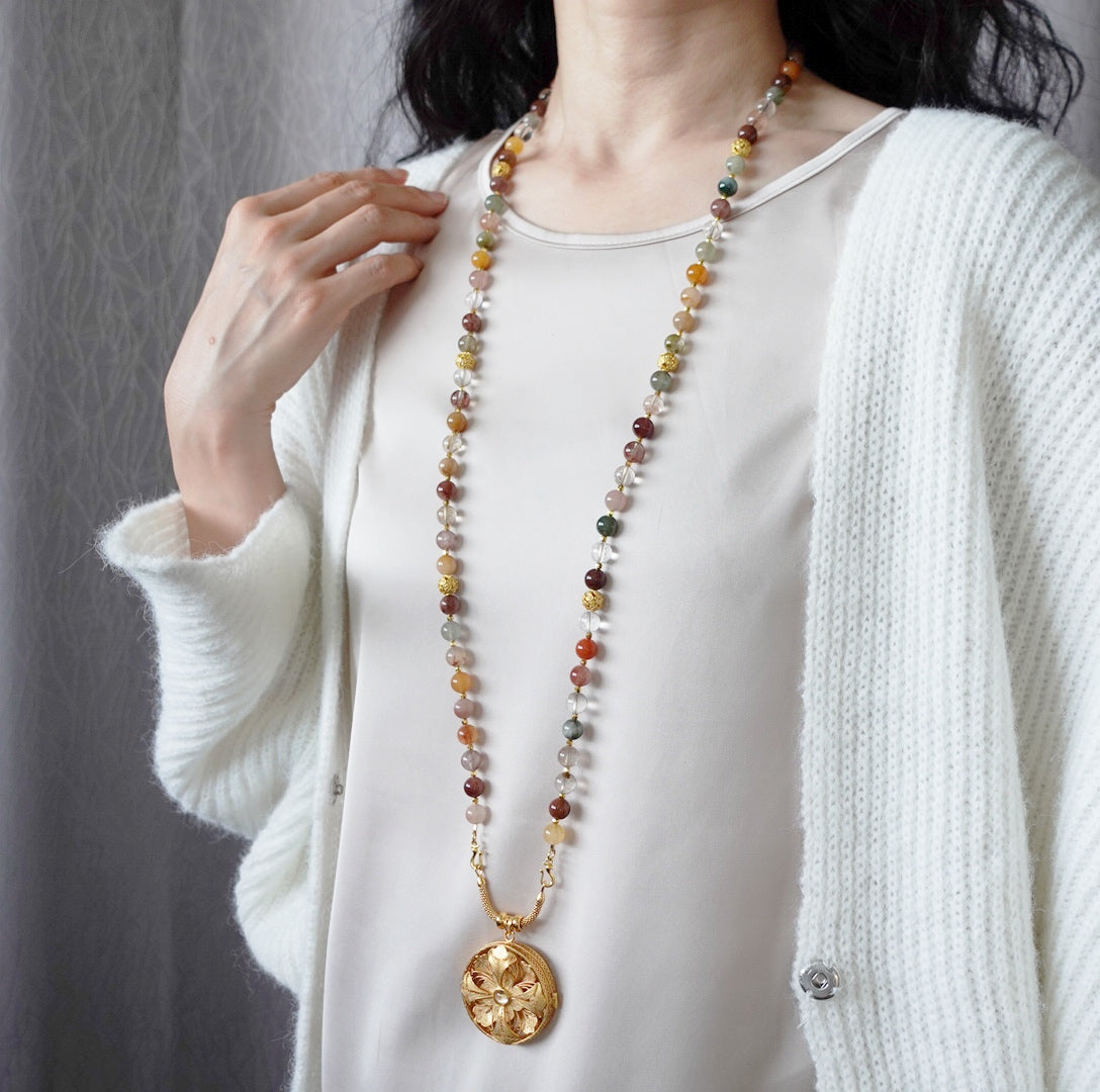 Return to Origin Multi-style Rutilated Quartz Beaded Necklace with Pendant - Yun Boutique