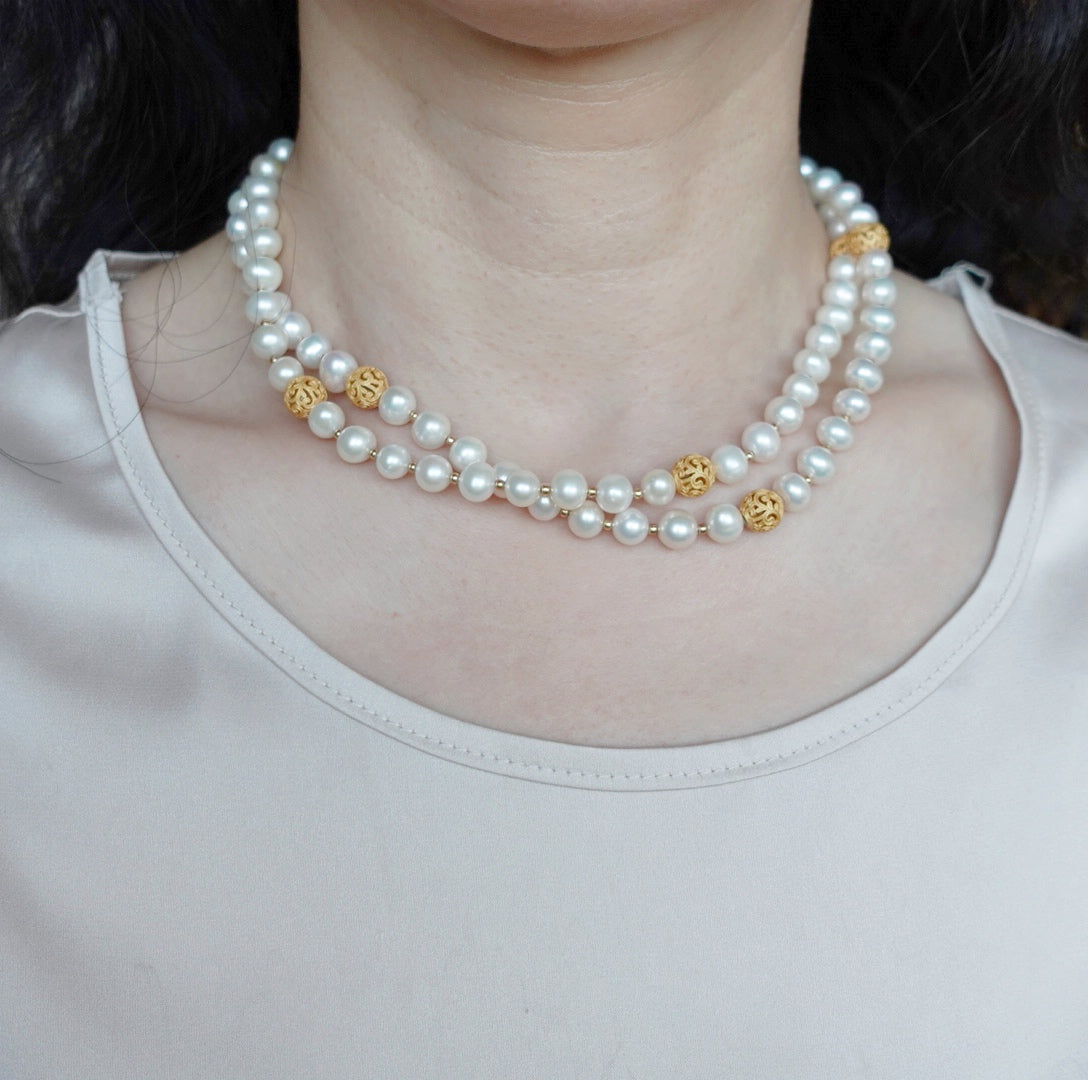 Return to Origin Multi-Style Pearl Beaded Necklace Modeling - Yun Boutique