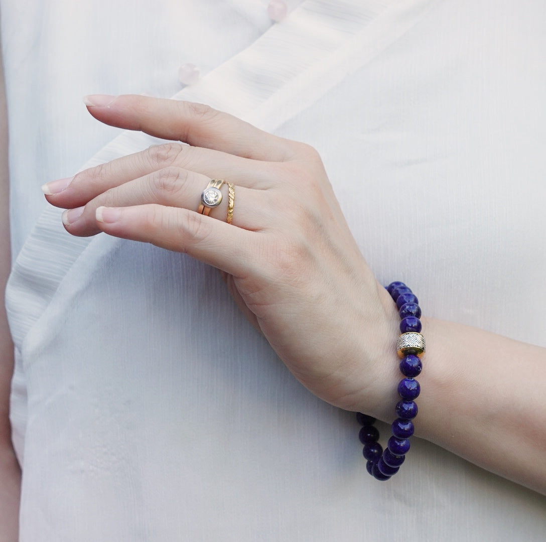 Auspicious Beaded Lapis Bracelet - Yun Boutique