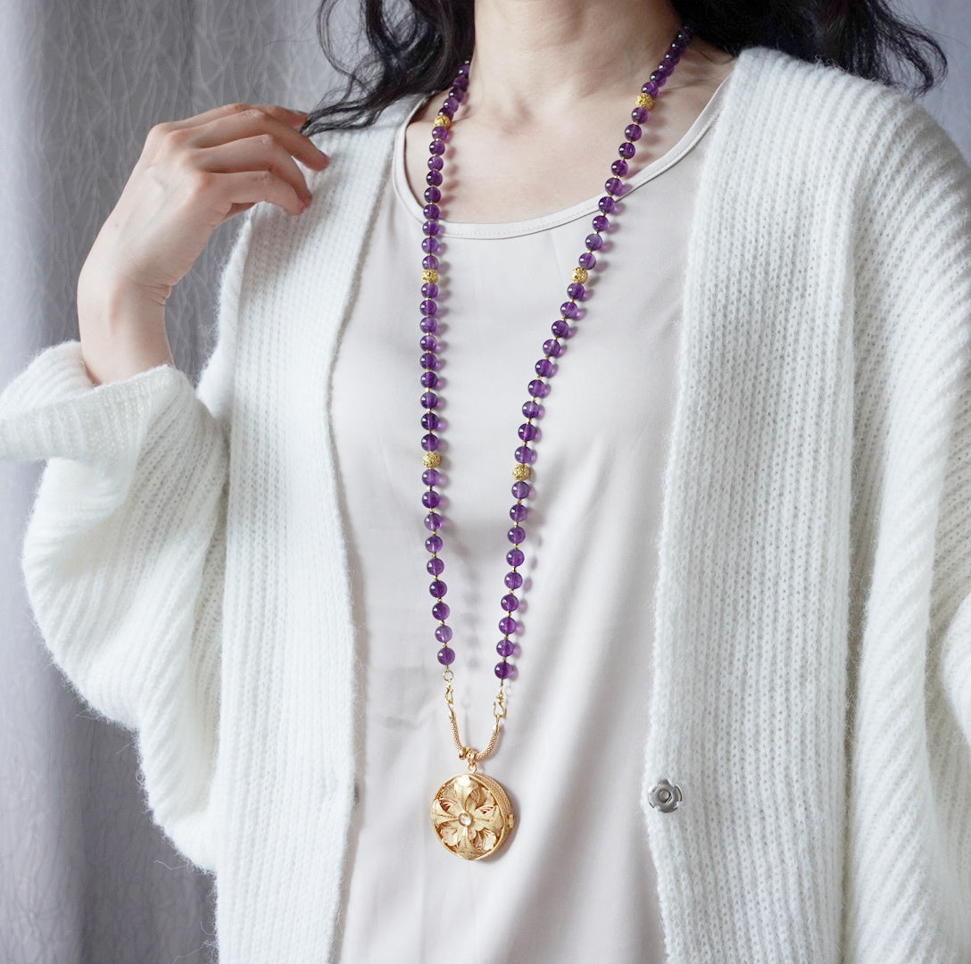 Return to Origin Multi-style Amethyst Beaded Necklace with Pendant Modeling - Yun Boutique