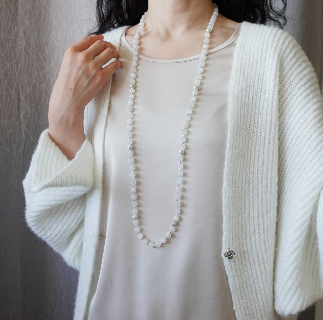 Return to Origin Beaded Moonstone Necklace with Tassels