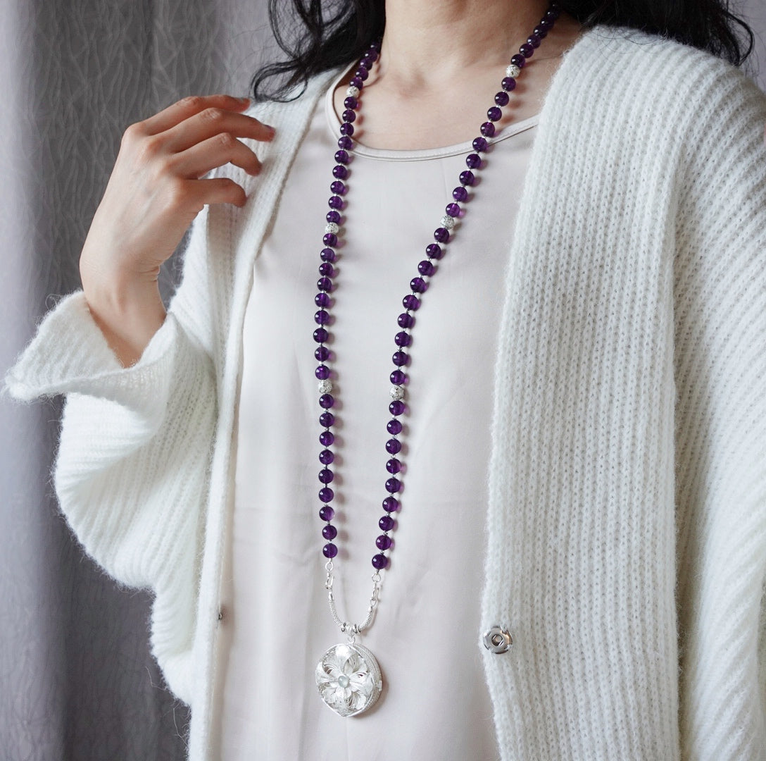 Return to Origin Multi-style Amethyst Beaded Necklace and Earrings Set - Yun Boutique