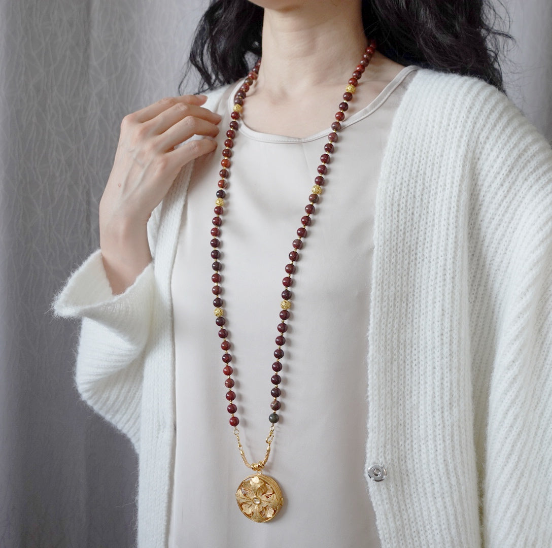 Return to Origin Multi-style Garnet Beaded Necklace with Pendant Modeling - Yun Boutique