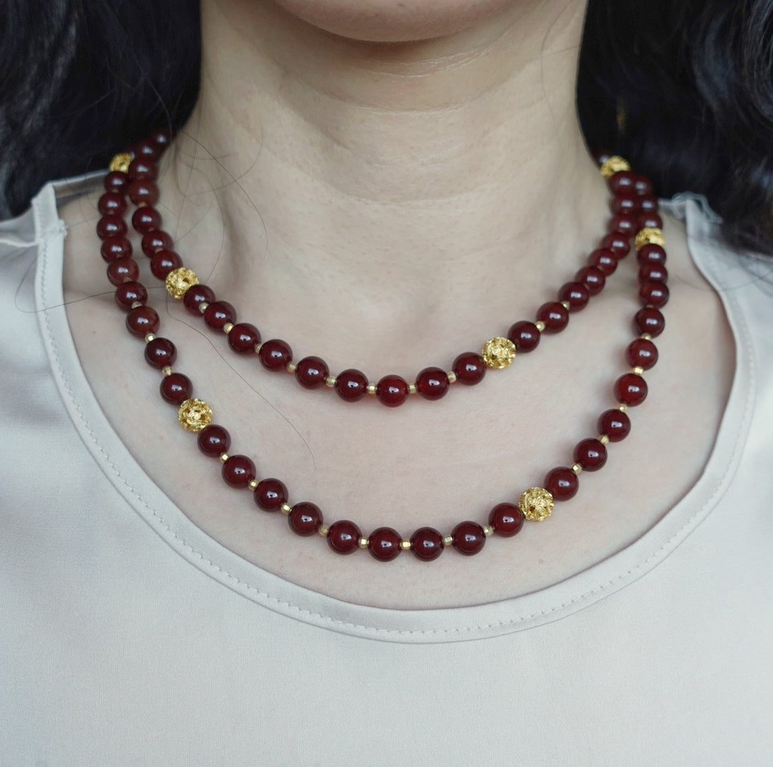 Return to Origin Multi-style Garnet Beaded Necklace Modeling Double Layer - Yun Boutique