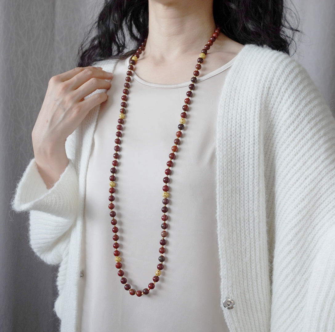 Return to Origin Multi-style Brown Red Agate Beaded Necklace Modeling - Yun Boutique