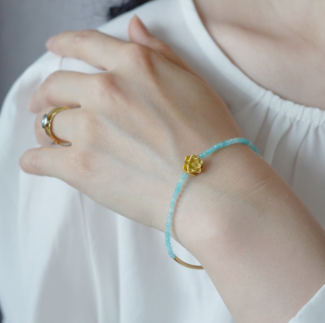 Half Bangle Lotus Amazonite Bracelet - Yun Boutique