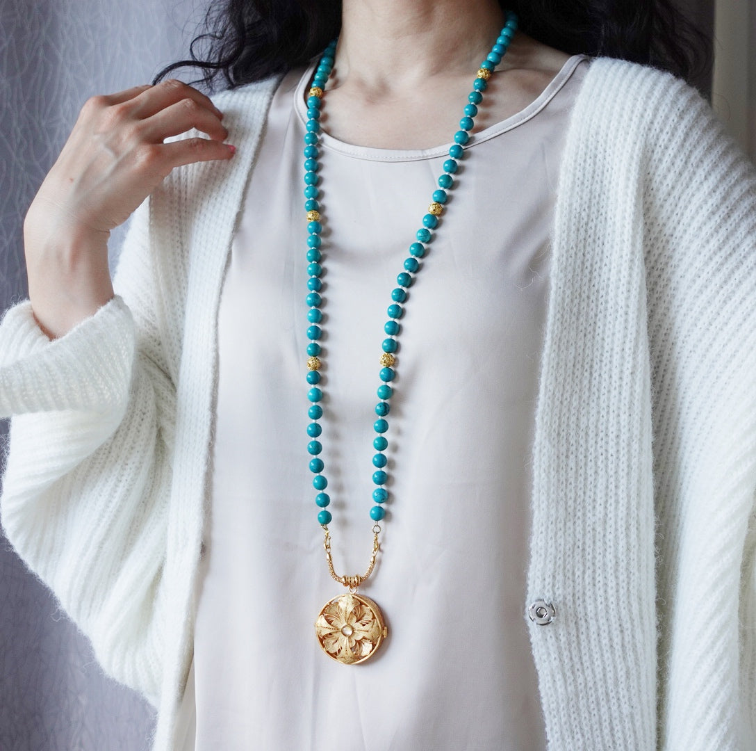 Return to Origin Multi-style Turquoise Beaded Necklace with Pendant - Yun Boutique