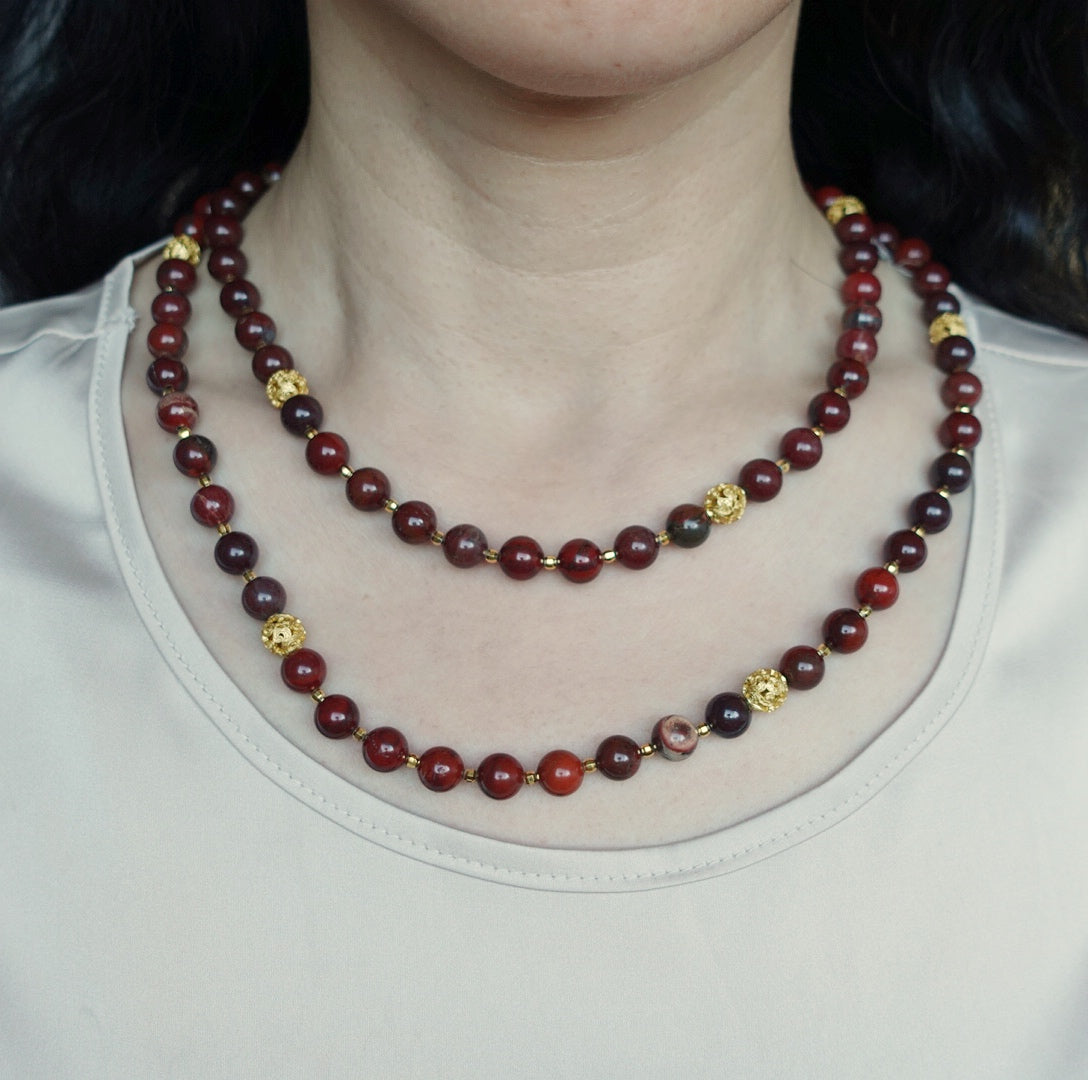 Return to Origin Multi-style Brown Red Agate Beaded Necklace - Yun Boutique