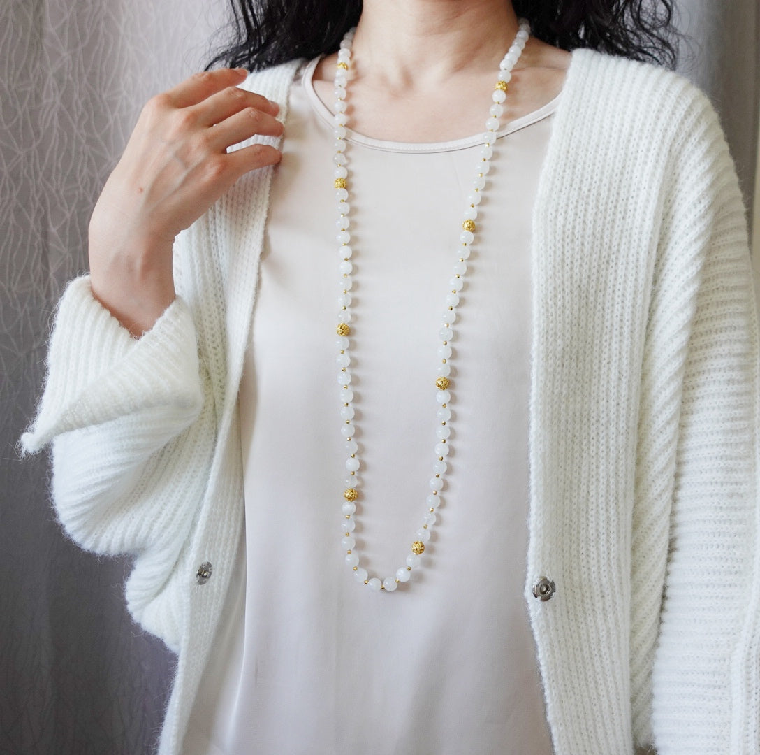 Return to Origin Multi-style Moonstone Beaded Necklace Modeling - Yun Boutique