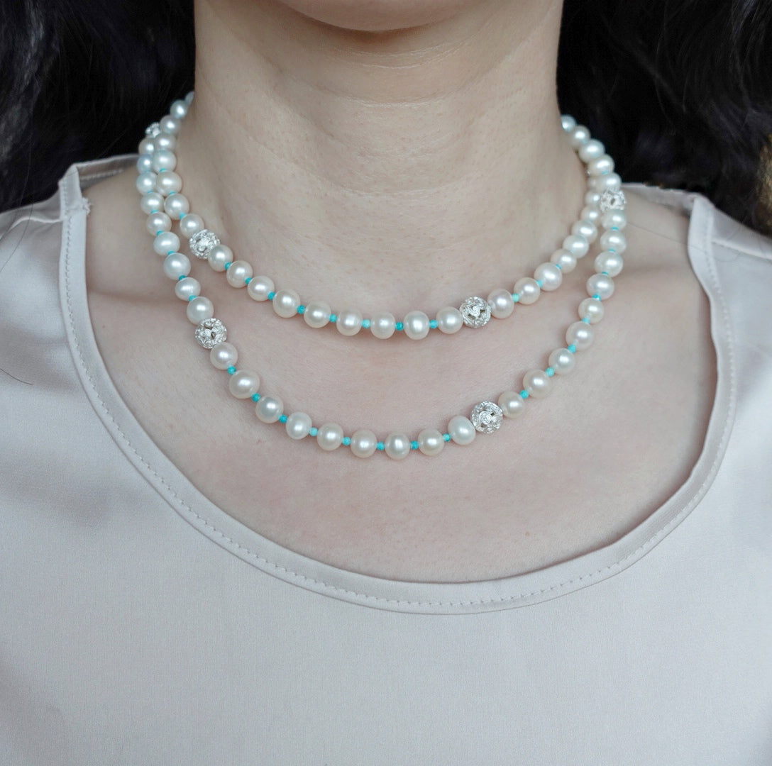 Return to Origin Multi-style Pearl Beaded Necklace and Earrings Set Double-layer Modeling - Yun Boutique