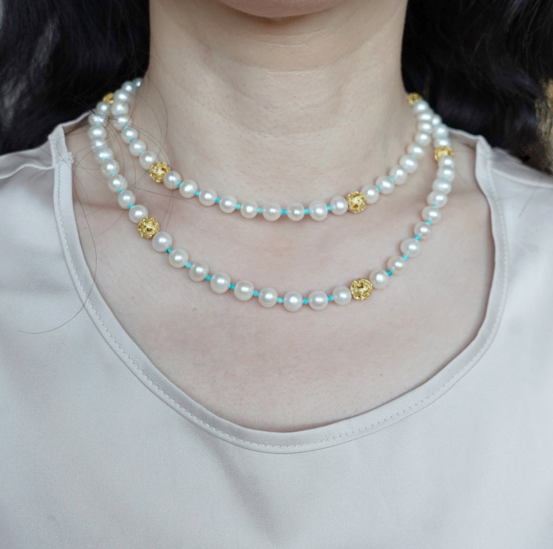 Return to Origin Multi-style Pearl Beaded Necklace Modeling - Yun Boutique