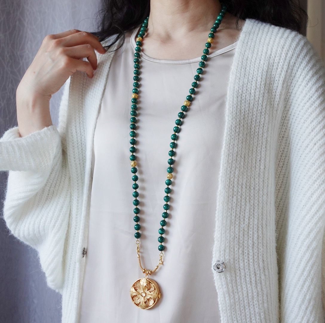 Return to Origin Multi-Style Malachite Beaded Necklace with Pendant Modeling - Yun Boutique