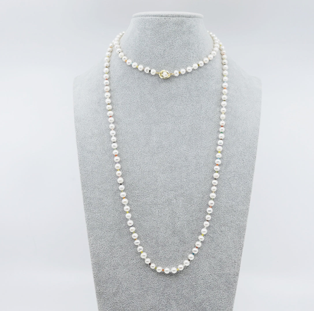 Multi-style Opera Pearl Necklace (Colorful) - Yun Boutique