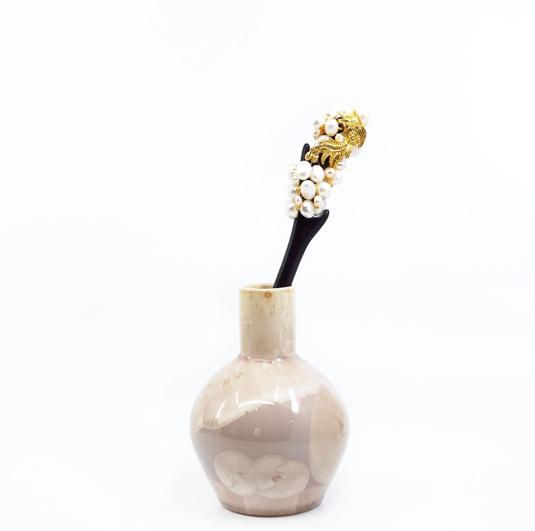 Auspicious Baroque Pearl Wood Hair Stick