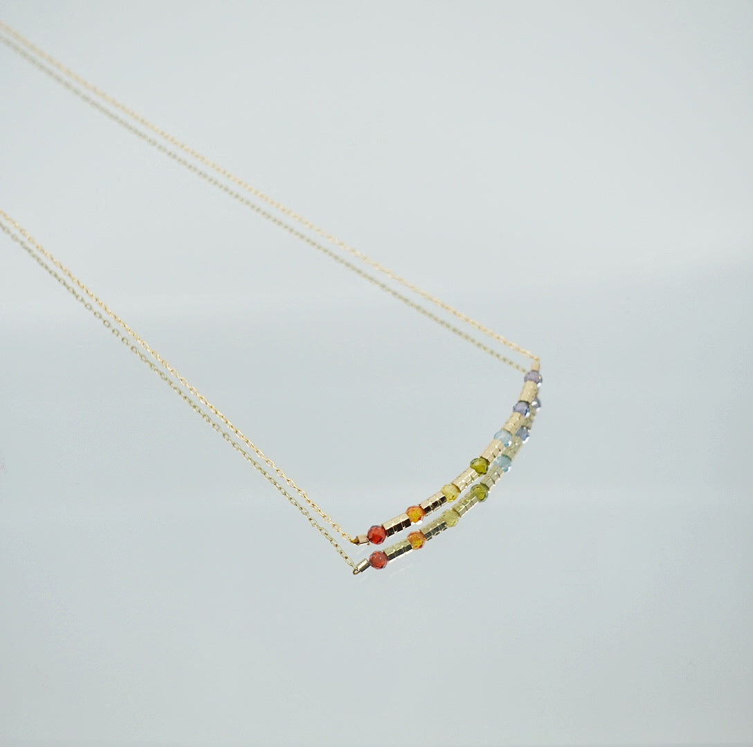 Rainbow Zirconia Necklace Gold