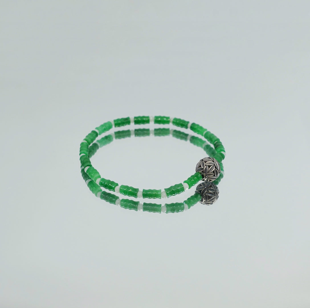 Bamboo Theme Beaded Jadeite Bracelet - Yun Boutique