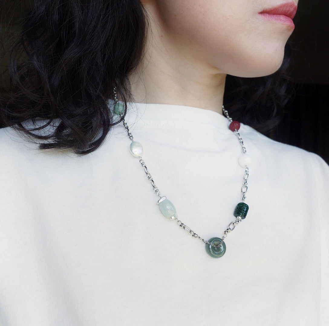 Metropolis Hermit Jade Necklace Silver - Yun Boutique