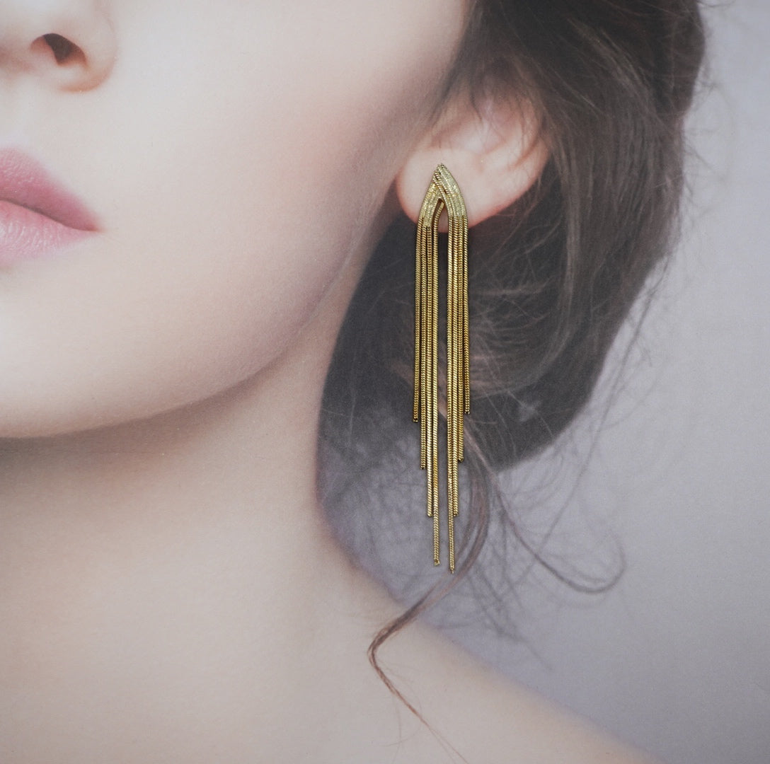 Tassel Stud Earrings with Faux Pearl Ear Nut