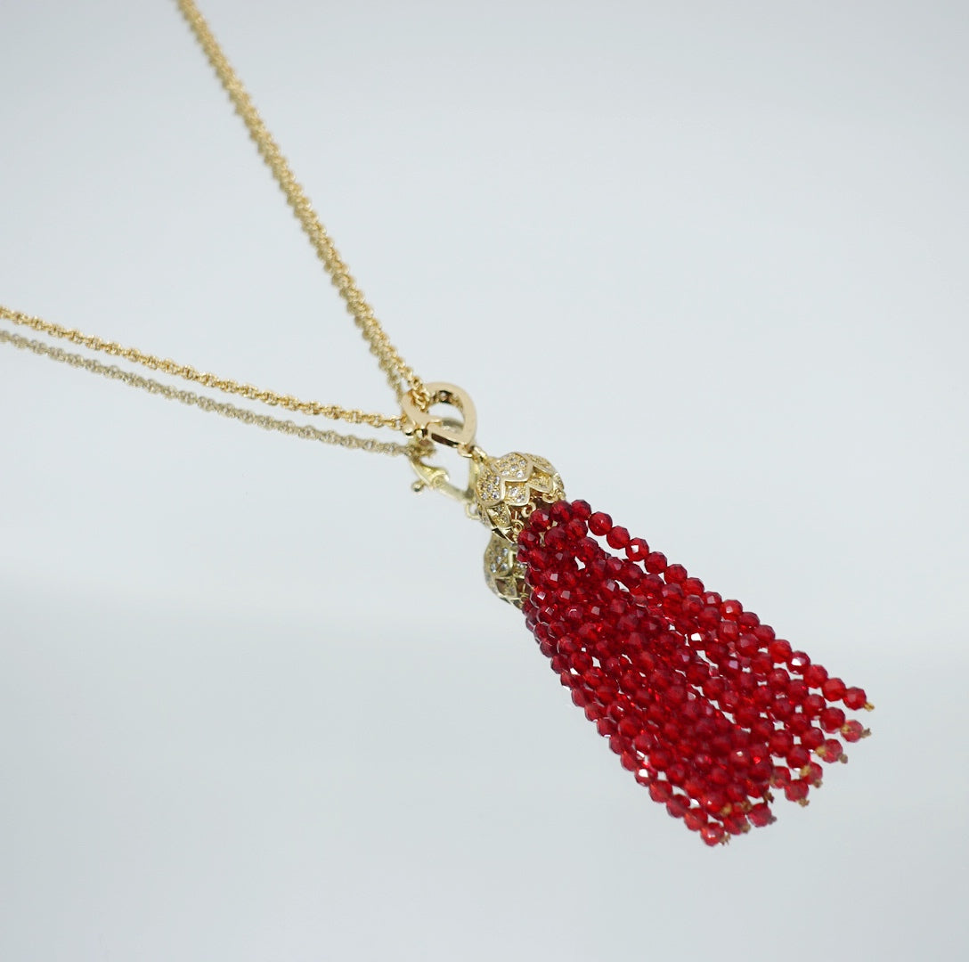 Red Zirconia Tassel Necklace - Yun Boutique