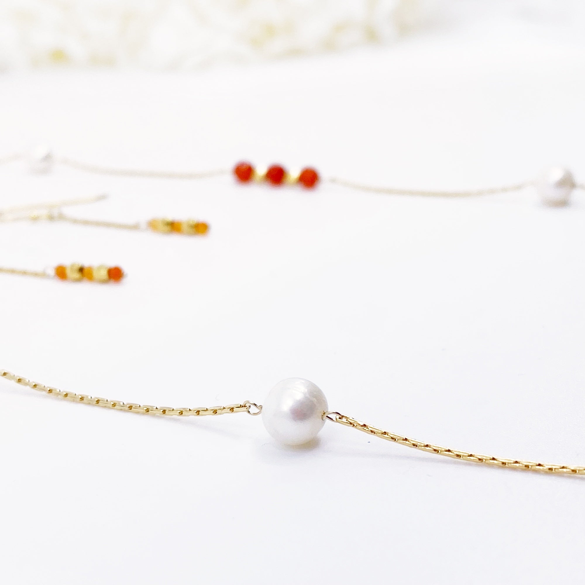 Yun Boutique Sunstone and Pearl Long Necklace