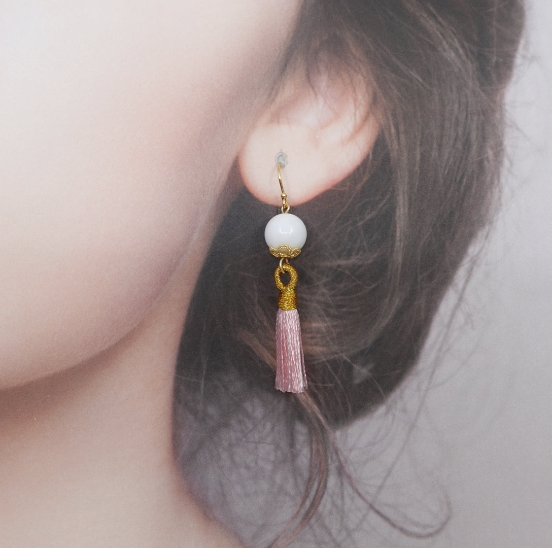 Little Gemstone Silk Tassel Earrings - Yun Boutique