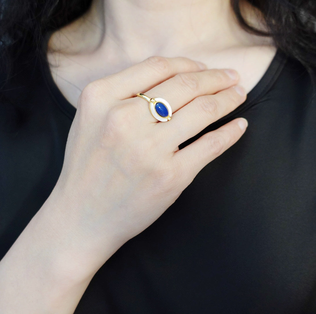 Gold Retro Lapis Ring - Yun Boutique