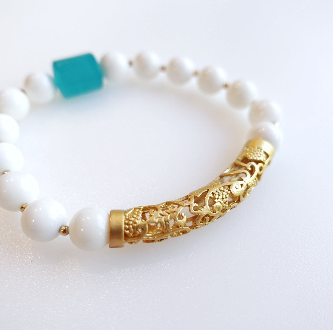 Auspicious Beaded Tridacna Bracelet - Yun Boutique