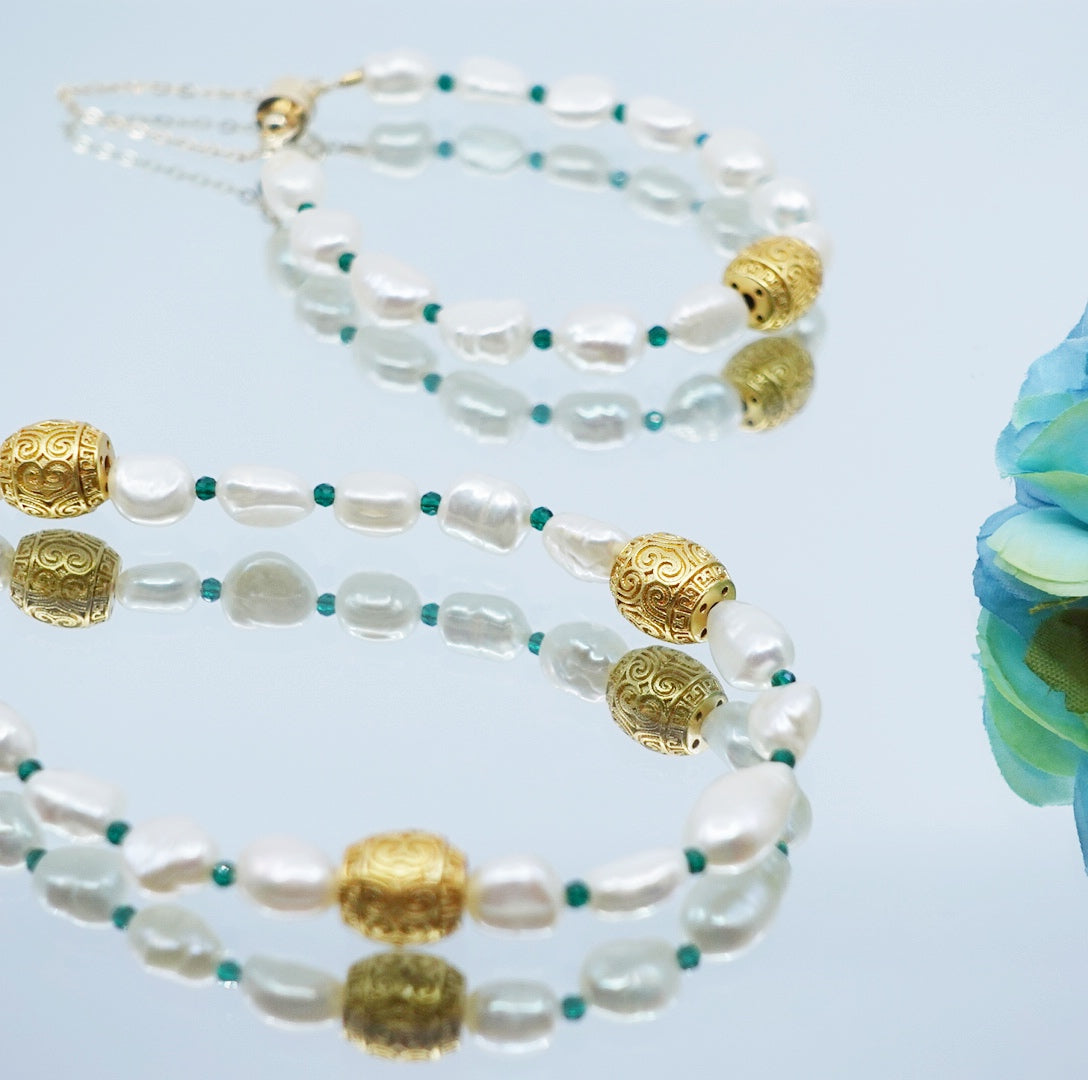 Baroque Pearl Bracelet with Auspicious Clouds - Yun Boutique