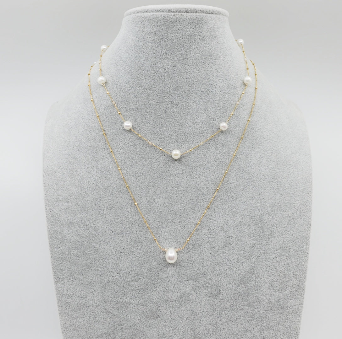 Layered Duo Pearl Necklaces with Extension - Yun Boutique