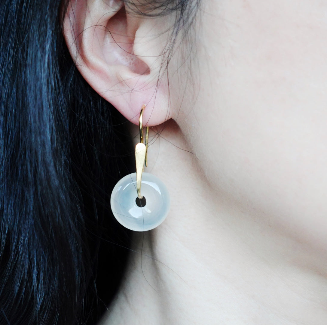 White Agate Donut Earrings