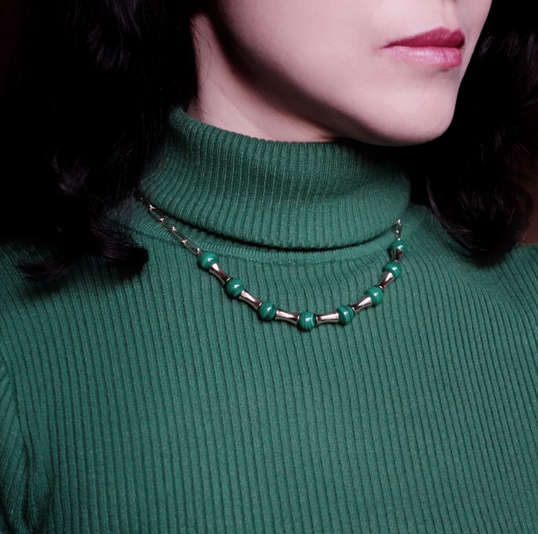 Yun Boutique Elf Forest Malachite Necklace Gold