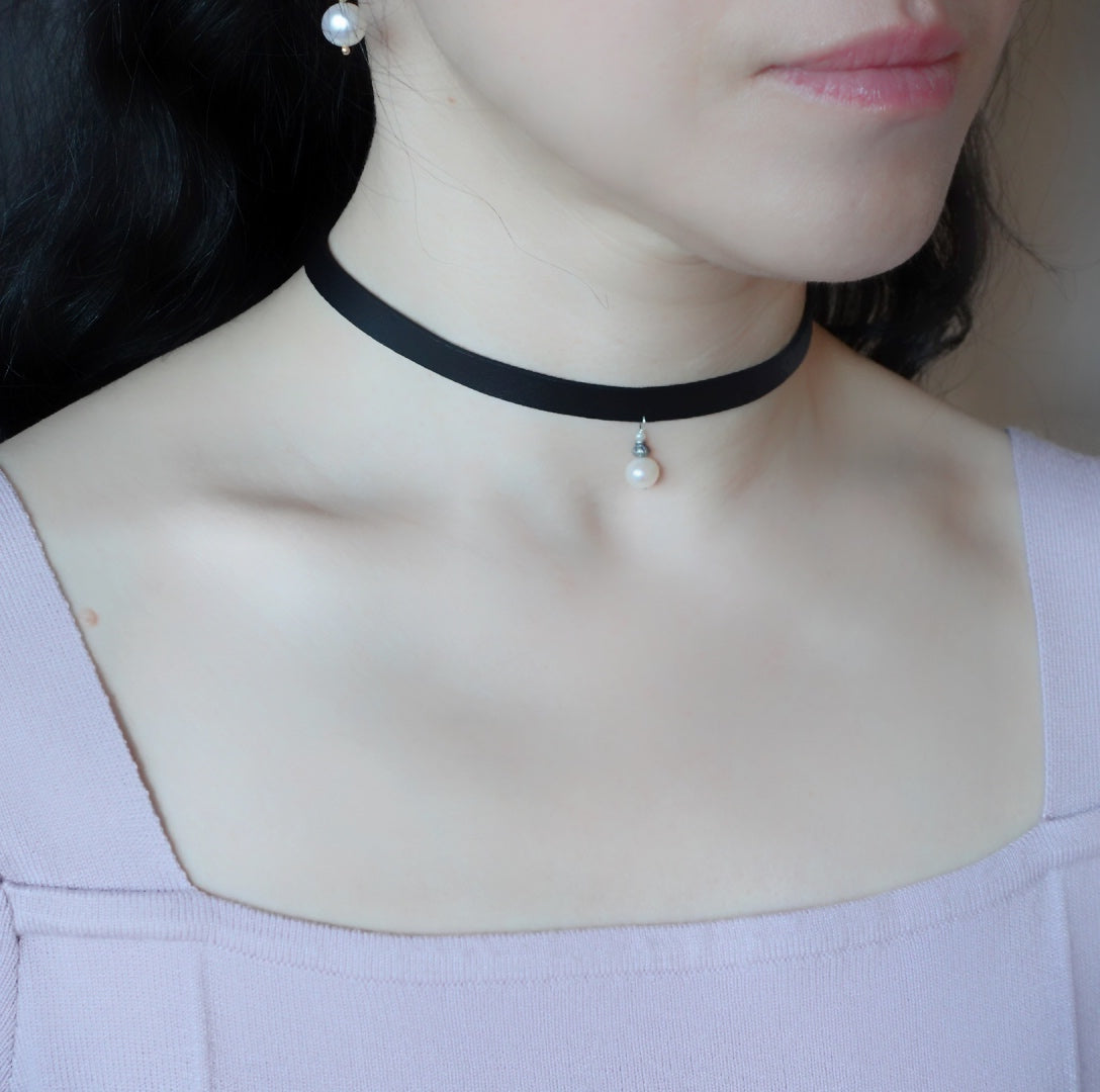 Black Suede and Leather Two Style Choker Necklace - Yun Boutique