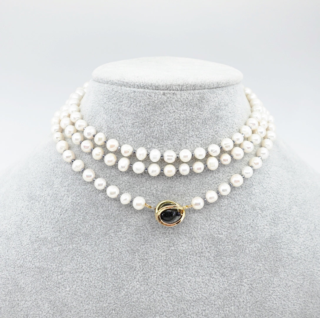 Multi-style Opera Pearl Necklace (Black Terahertz Stone) - Yun Boutique