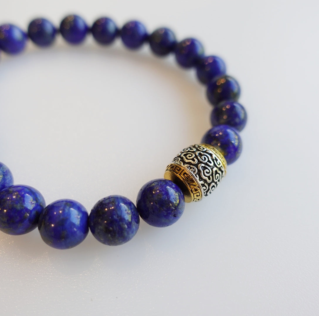 Auspicious Beaded Lapis Bracelet for Men - Yun Boutique