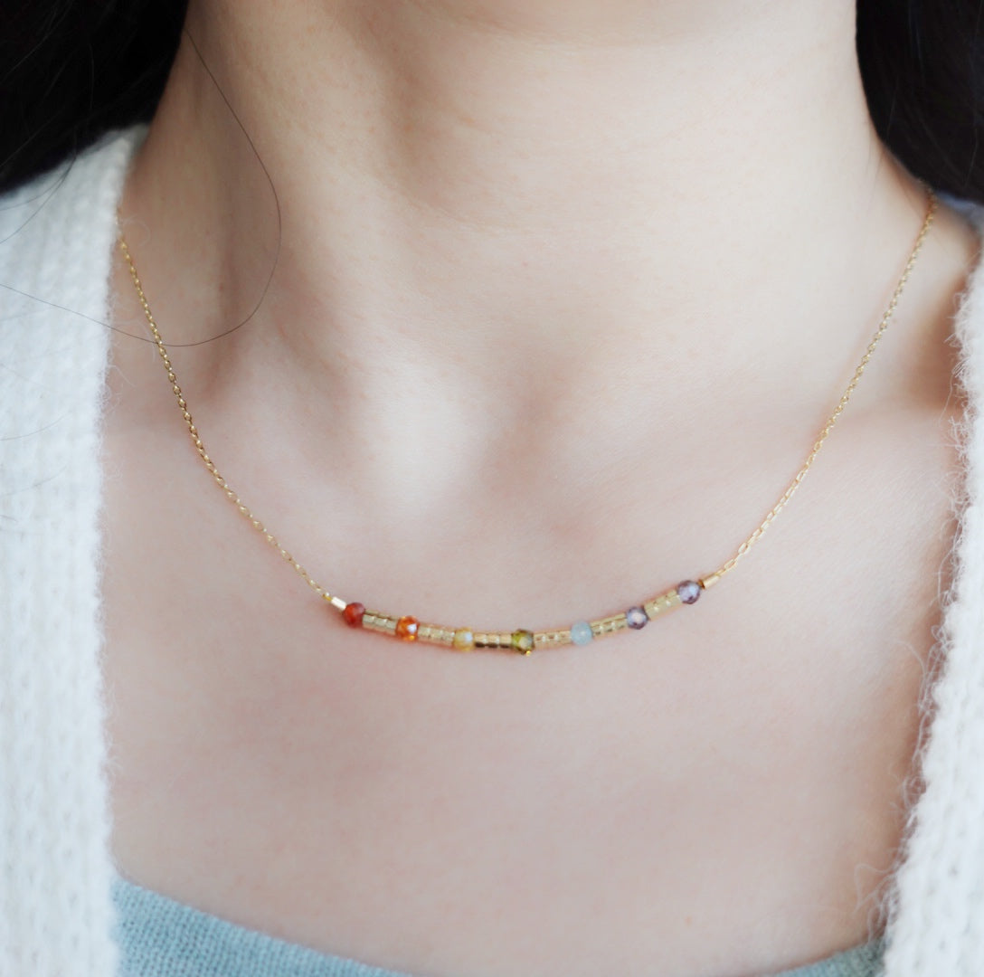 Rainbow Zirconia Necklace Gold - Yun Boutique