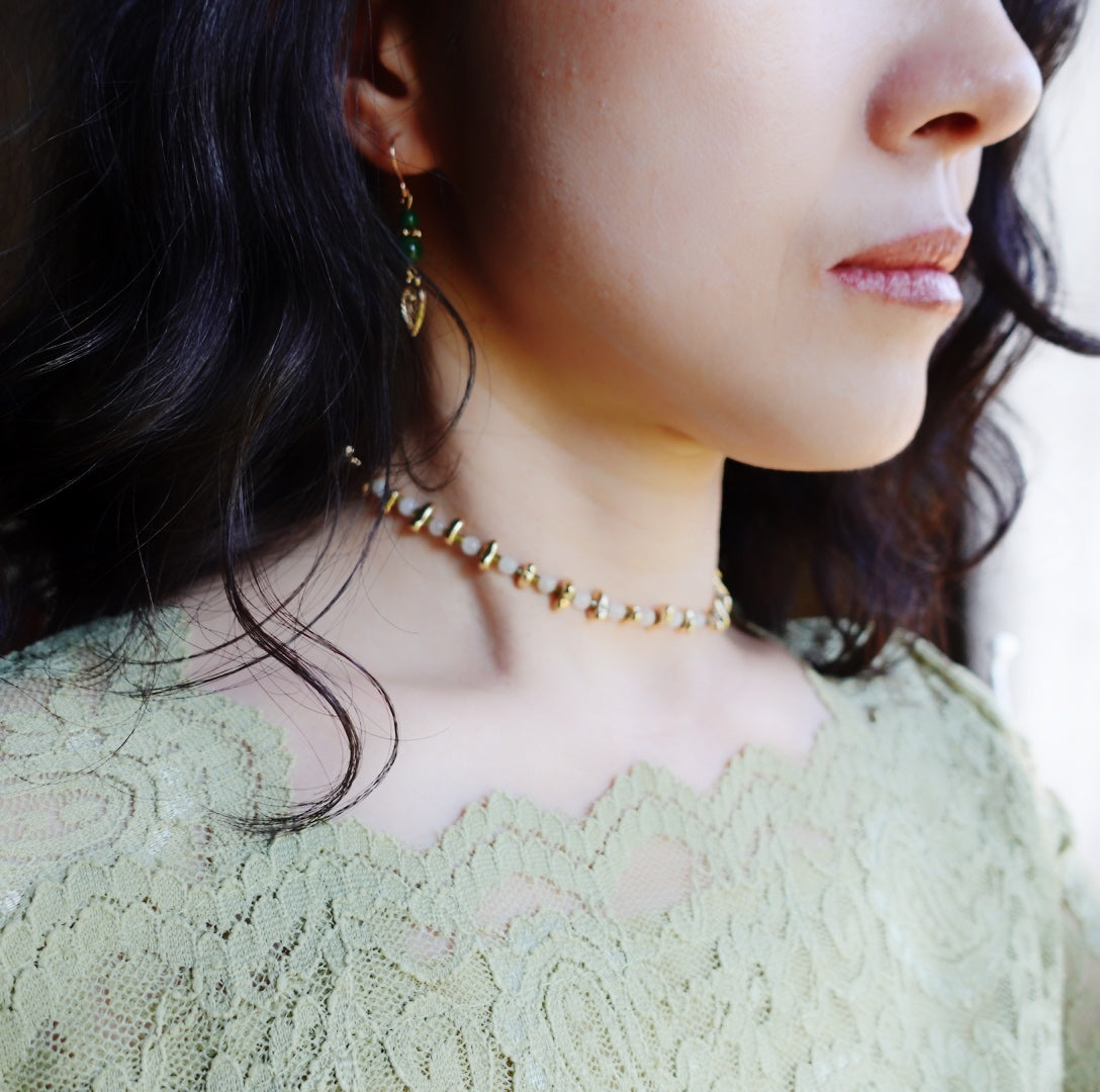 Elf Forest Jadeite Choker Necklace Gold