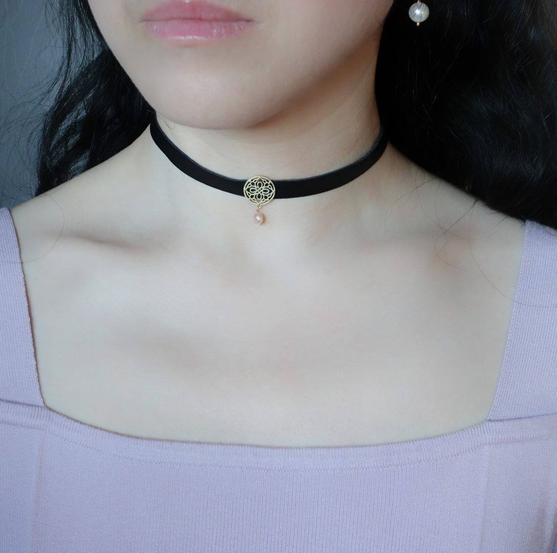 Black Leather Choker Necklace - Yun Boutique