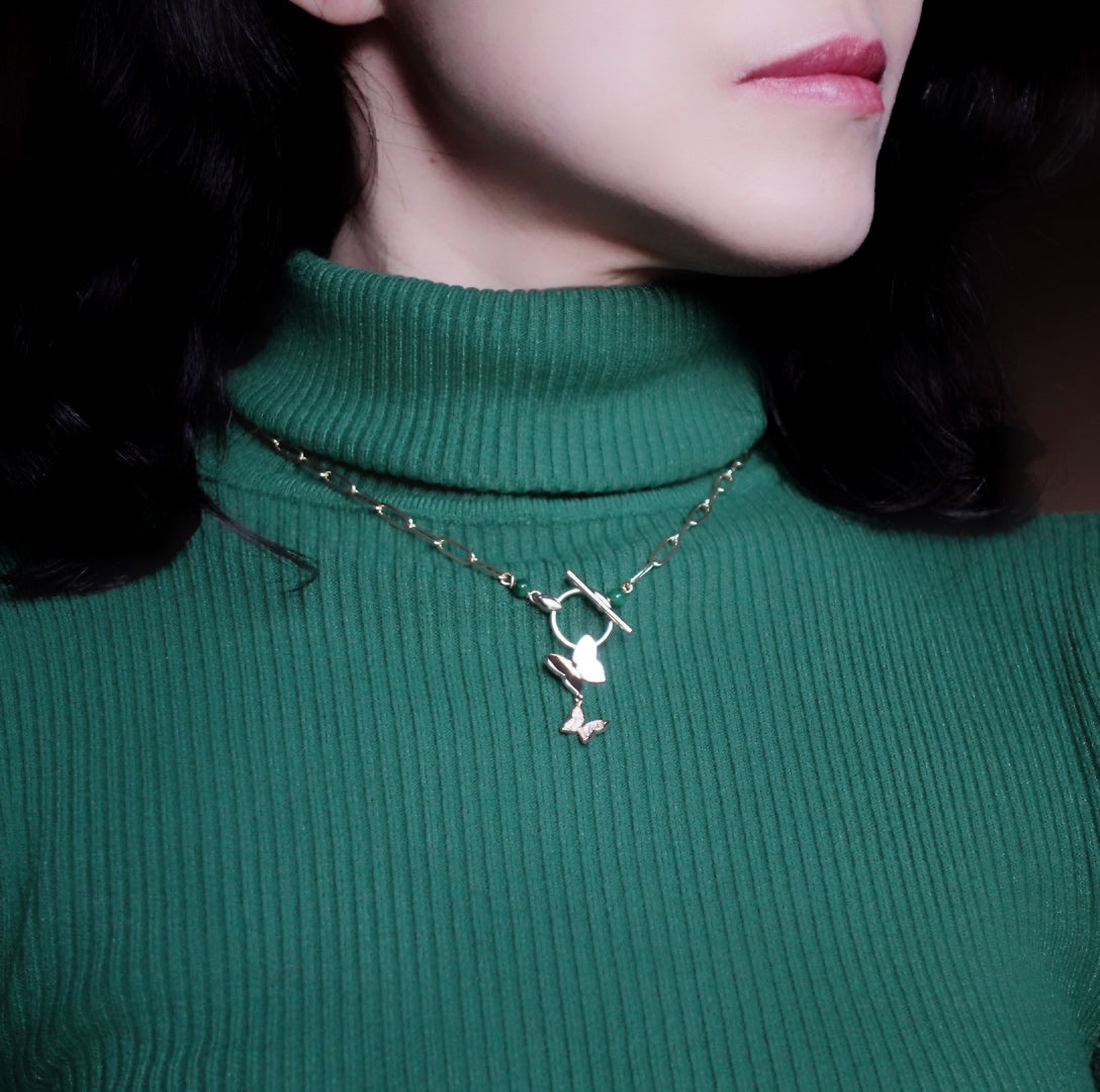 Yun Boutique Elf Forest Malachite Necklace Gold