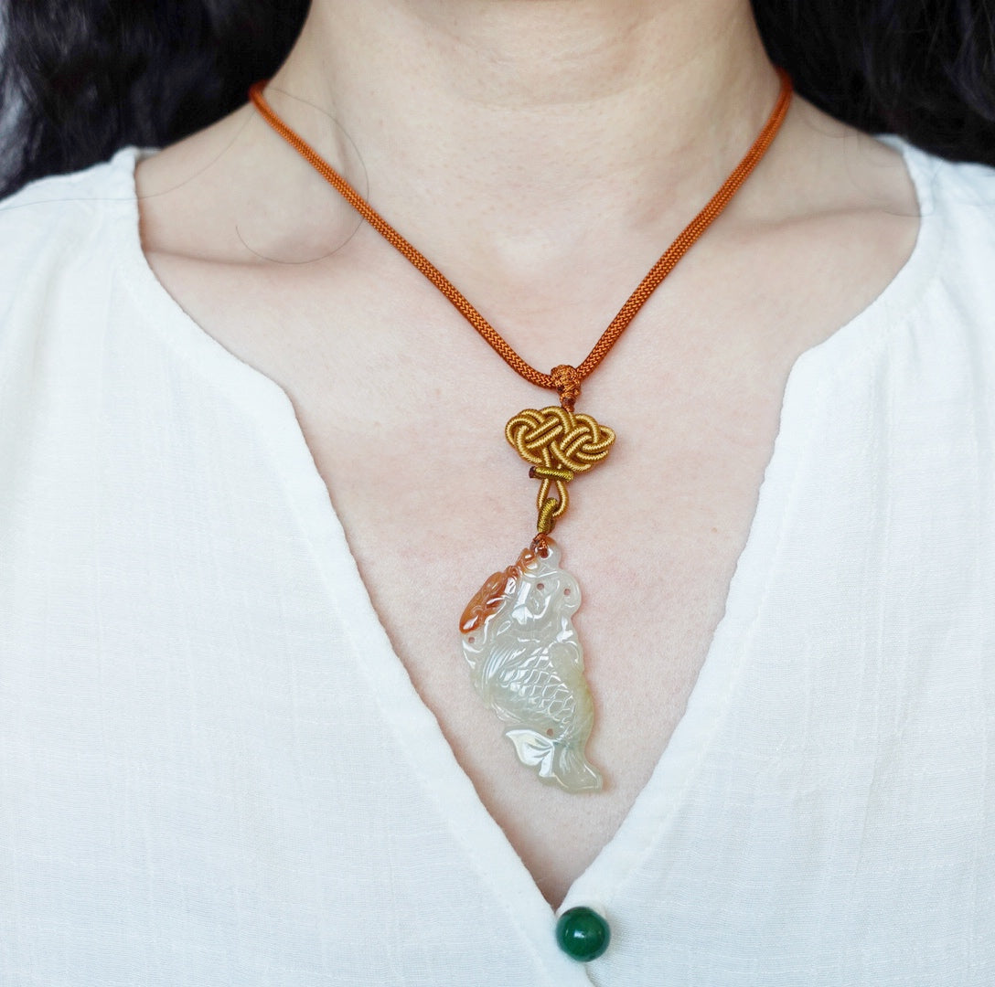 Fish Jadeite Pendant Necklace - Yun Boutique