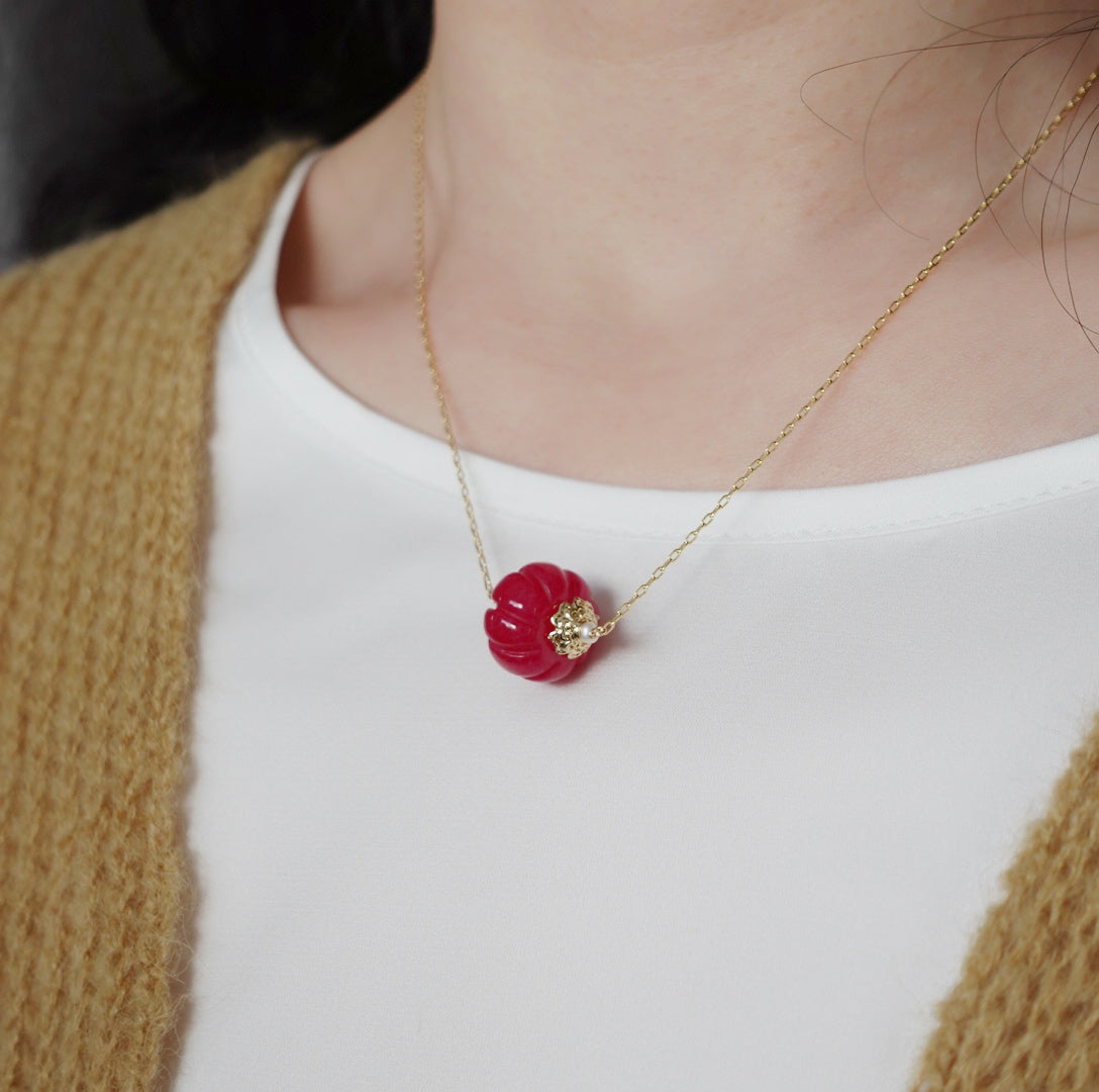 Floating Gemstone Pumpkin Necklace (Multicolor) - Yun Boutique