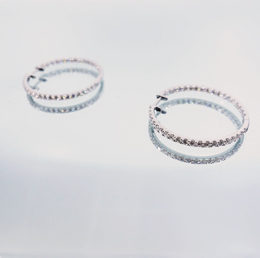 New York Pavé Diamond Hoop Earrings 9K - Yun Boutique